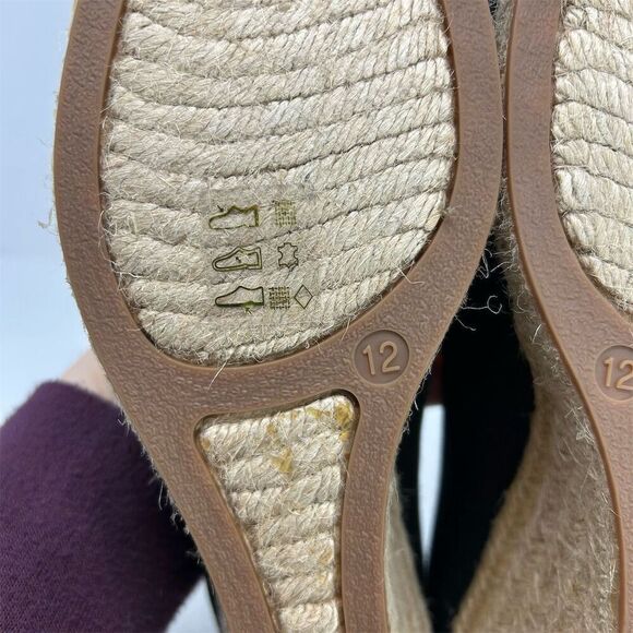 J.Crew Women's Espadrille Wedge Heels Size 12 Black Canvas Casual Comfort - Picture 10 of 12